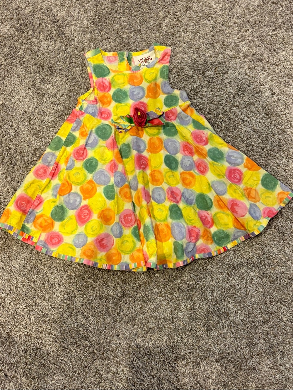 Vintage Chicken Noodle San Francisco Watercolor Polka Dot Dress - Size 2T